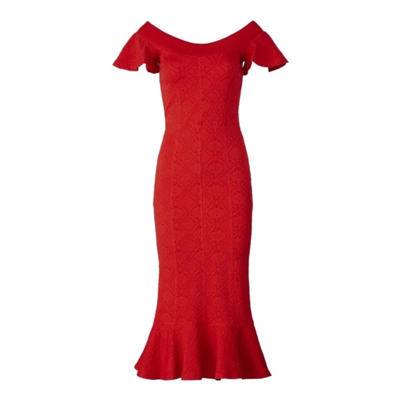 Opening Ceremony Embossed Sheath Tulip Dress in Red, sz Small - Picture 5 of 16